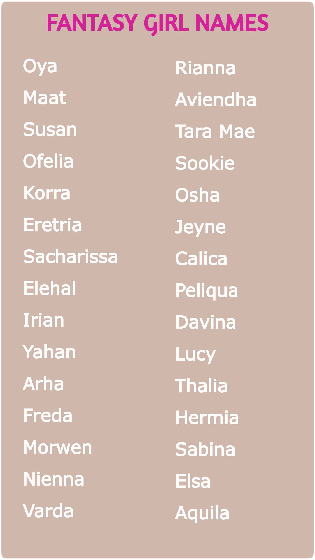 Fantasy Girl Names 200 Best Female Fantasy Names