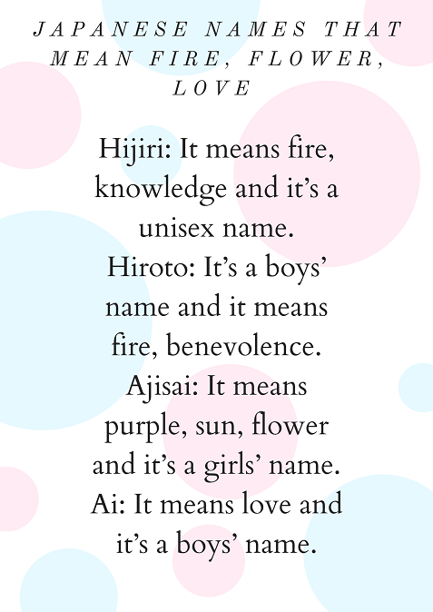 41 Japanese Names That Mean Fire And Flower