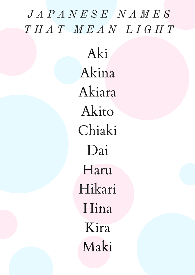 34 Japanese Names Light NamesBuddy