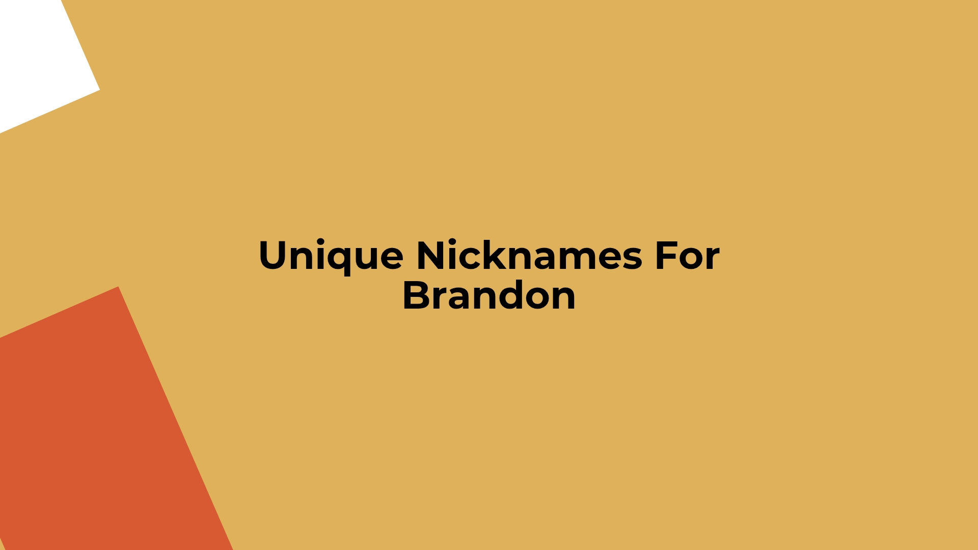 100 Unique Nicknames For Brandon